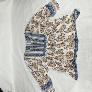 Lucky Brand Mixed Print Boho Floral Casual Top Womens Size Large RN 80138